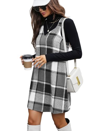 Amazon.com: SOLY HUX Women's Plaid Pinafore Overall Dress Fall